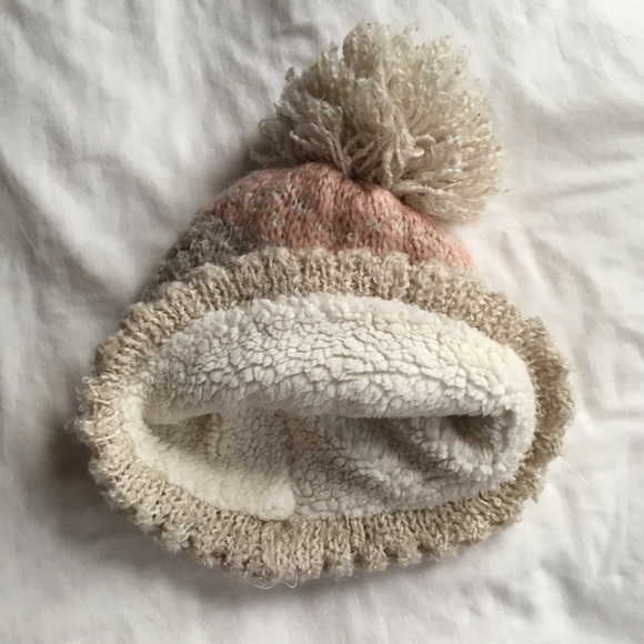 Fleece lined Hat Winter Beanie Ski Snowflake Pink - Picture 3 of 4